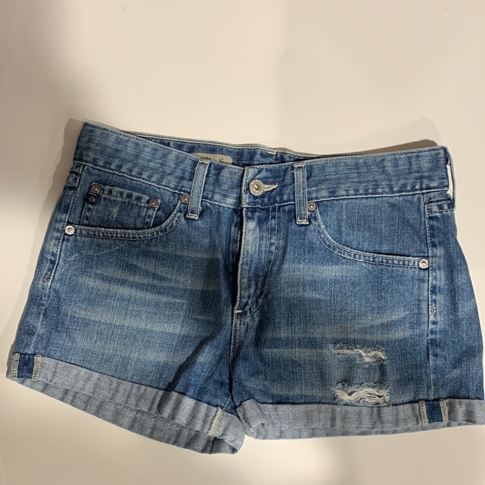AG Adriano Goldschmied Women's Blue Denim Shorts